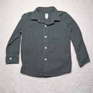 GAP Kids Waffle Knit Button Down Shirt Evergreen Green XS (4–5)